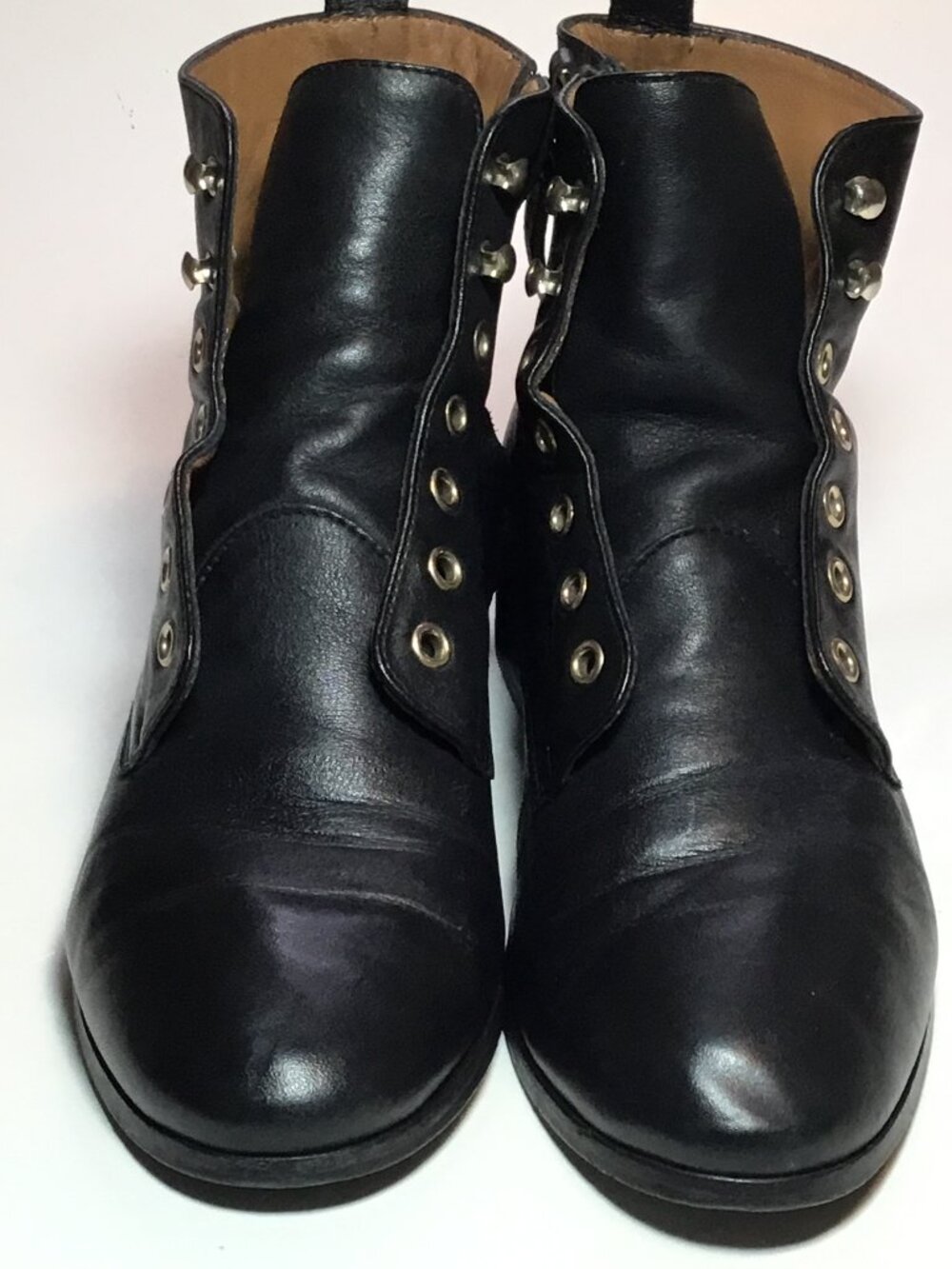 Les Souliers SEZANE Black Leather Boots Lace Up Zip Size UK 6 US 8
